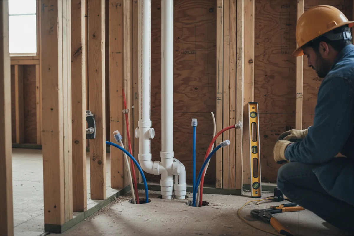Drain and supply rough-in during Leak Detection in Alum Creek